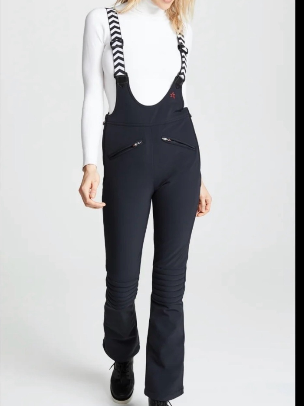 Perfect Moment Black Ski Bib Jumpsuit with Chevron Suspenders